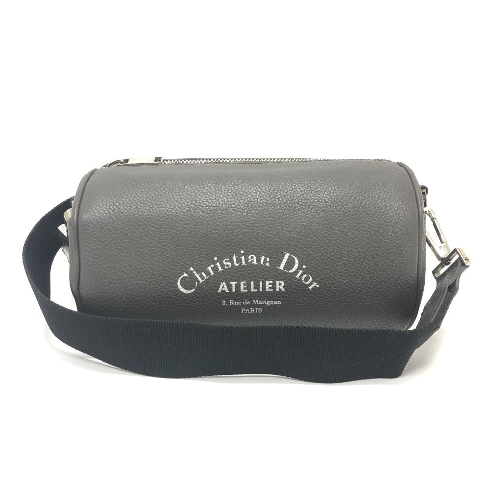 Dior Shoulder Bag Gray Atelier Roller Bag, Cylindrical Leather