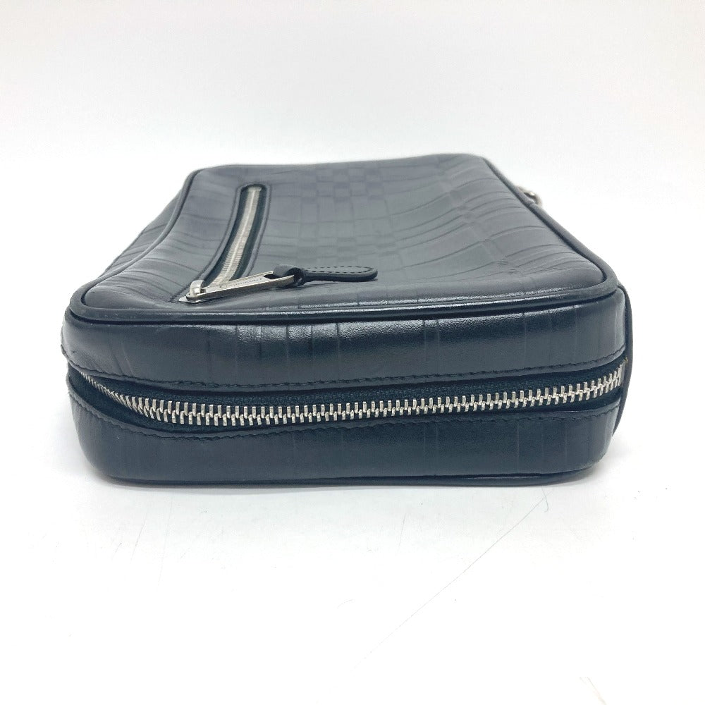 Burberry Business Bag Check Pattern Mens Leather Black Travel Bag
