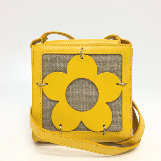 Shoulder Bag Yellow Flour Leather Canvas