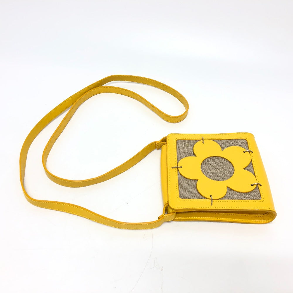 Shoulder Bag Yellow Flour Leather Canvas