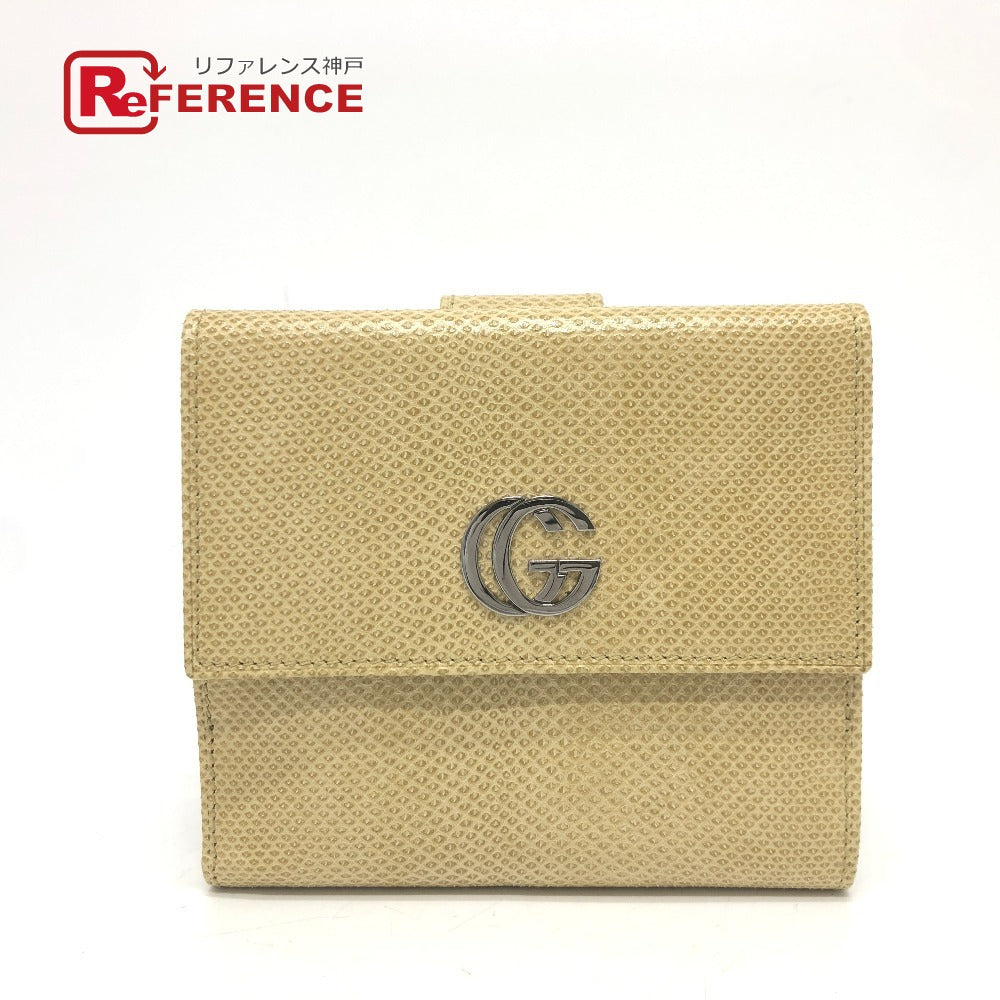 Gucci Folded GG Marmont Leather Beige Logo Wallet Case