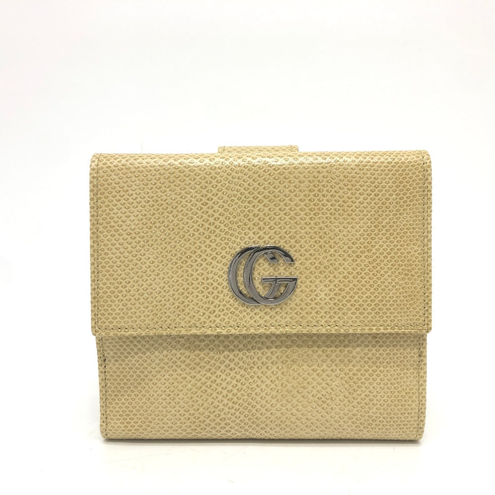 Gucci Folded GG Marmont Leather Beige Logo Wallet Case