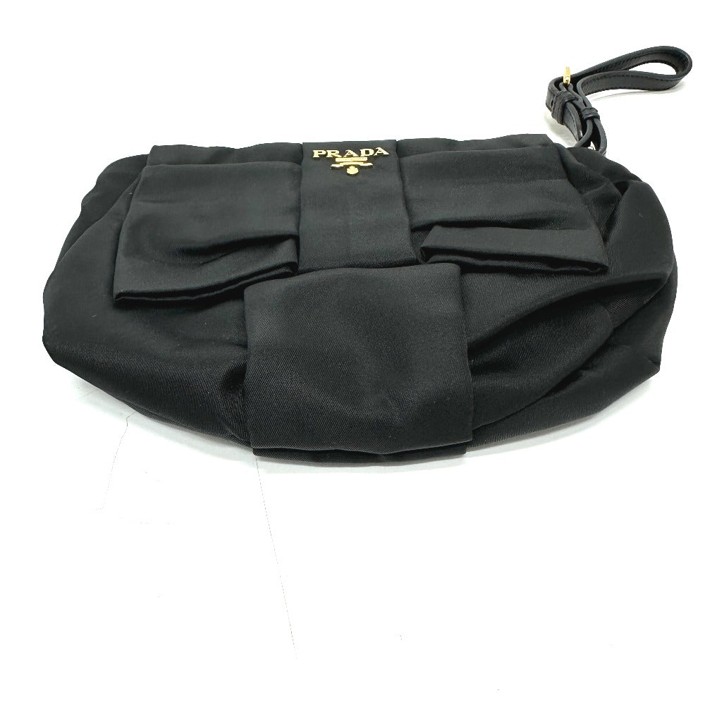Accessory Pouch Logo Ribbon Women Handbag Leather Nylon Travel Bag