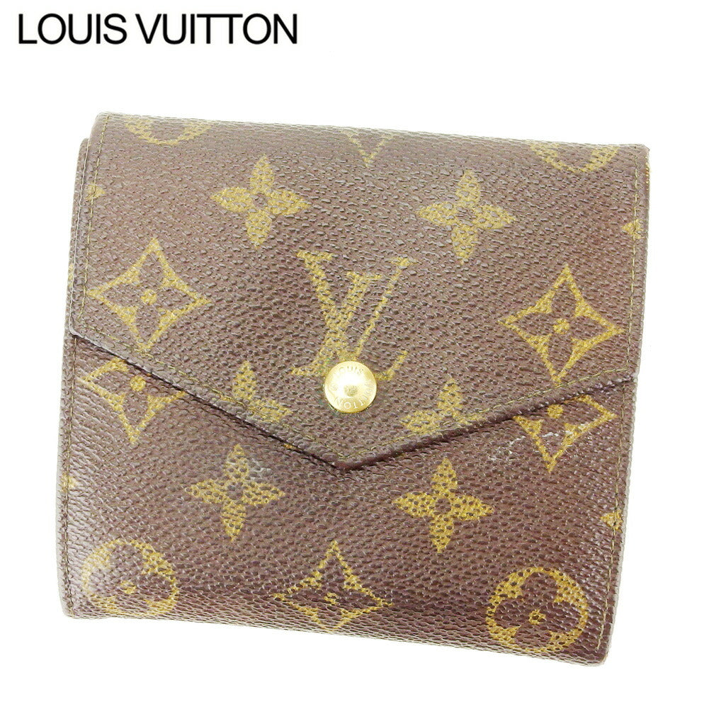 Louis Vuitton Bifold M61660 Portonebi old Brown Beige Gold Wallet Case T10339
