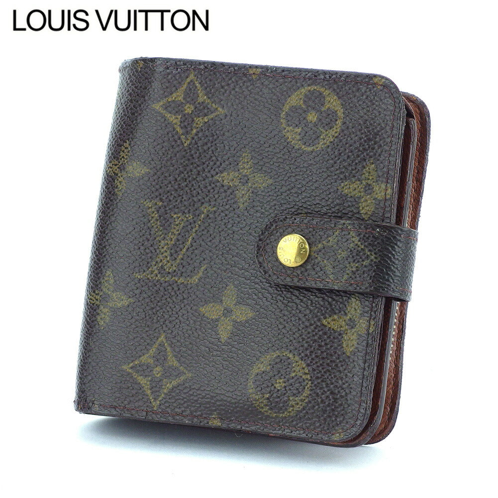 Louis Vuitton Bifold M61667 Compact zip Brown Beige Gold Wallet Case T10421