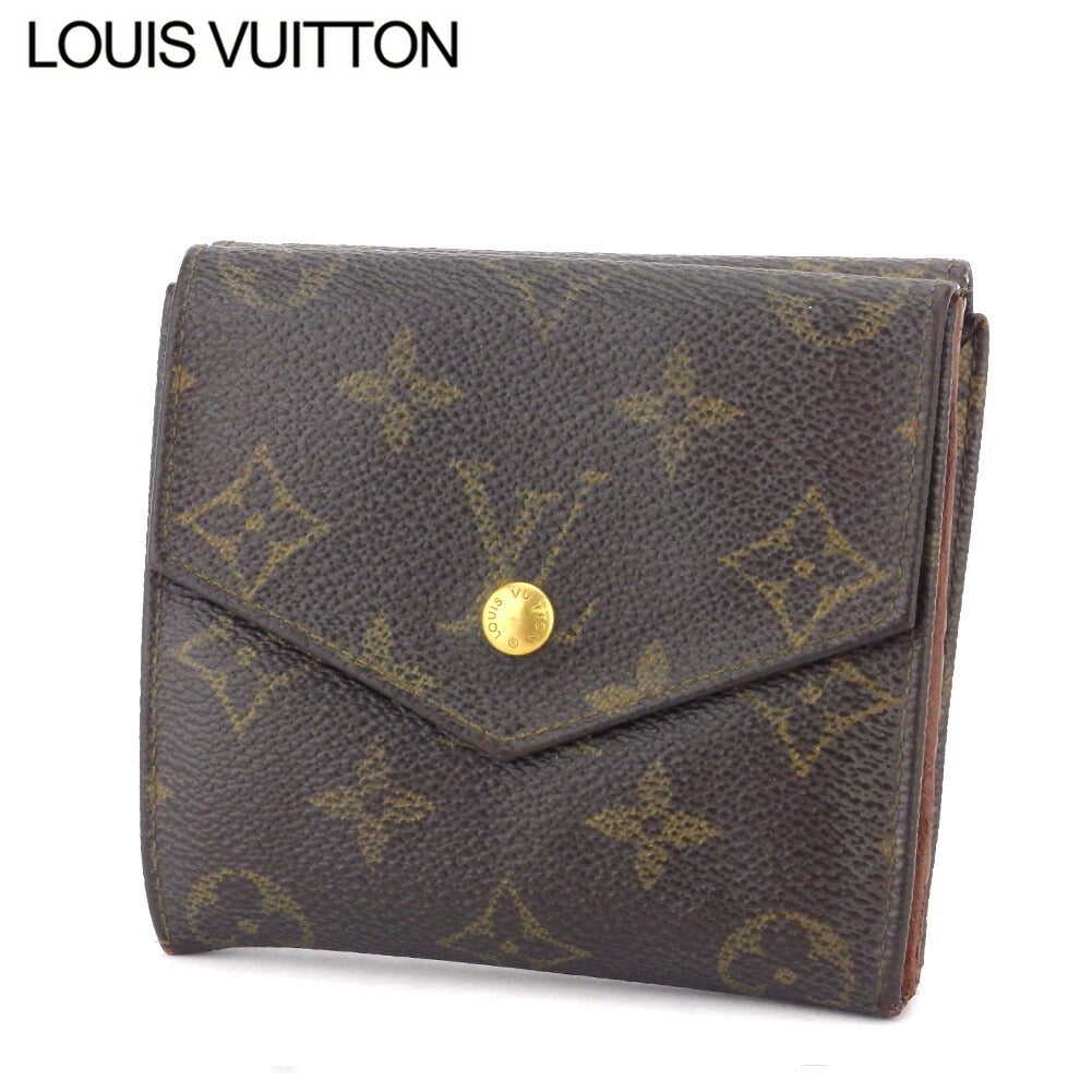 Louis Vuitton Bifold M61660 Portonebi old Brown Beige Gold Wallet Case T10540