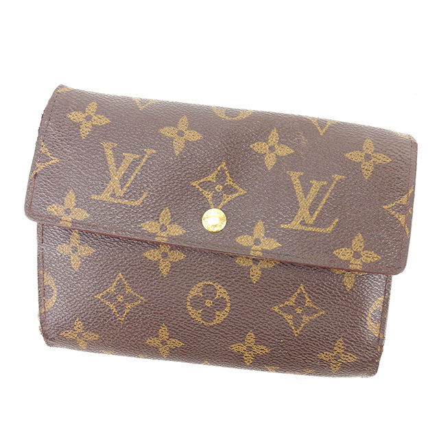 Louis Vuitton Tri-fold M61202 Porte TresorEtui Papie Brown Wallet Case