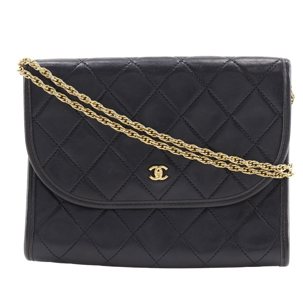 Chanel lambskin pochette Matelasse AGNEAU TANNE Black Clutch Bag