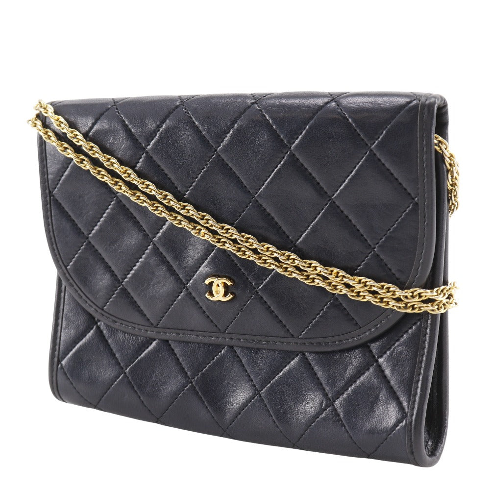 Chanel lambskin pochette Matelasse AGNEAU TANNE Black Clutch Bag