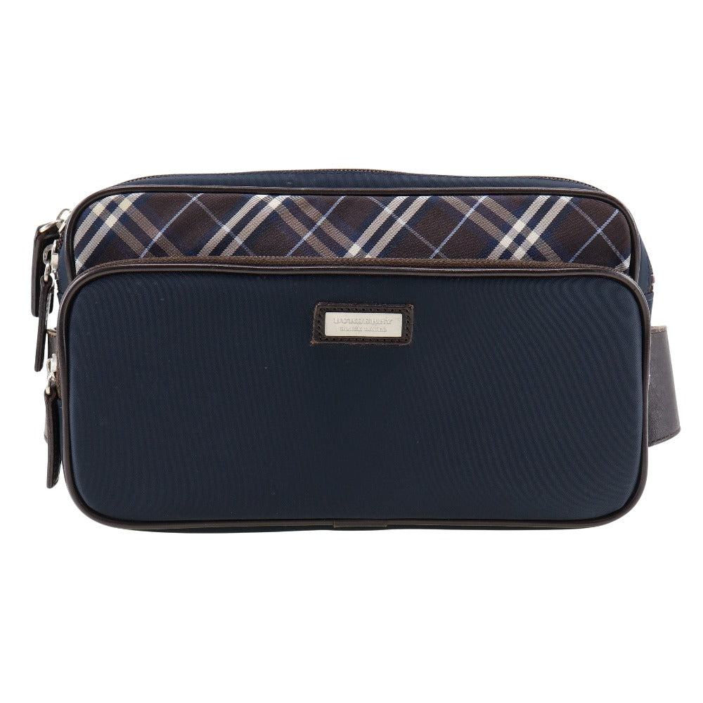 Burberry Label Waist Bag Mens Nylon Black Navy Travel Bag