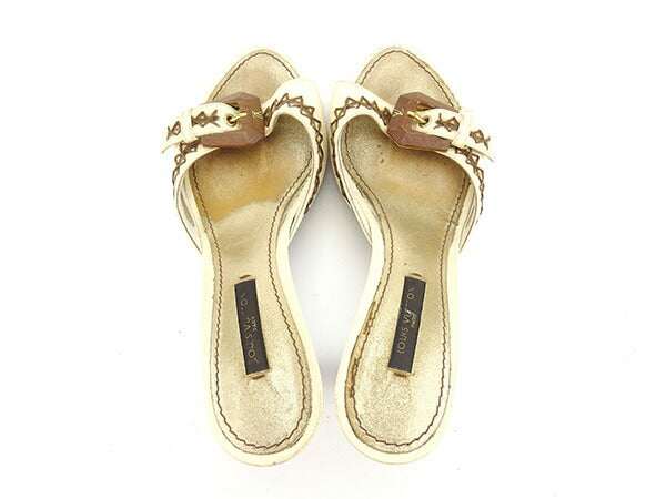 Louis Vuitton Mule x 35 Brown Beige Gold Shoes