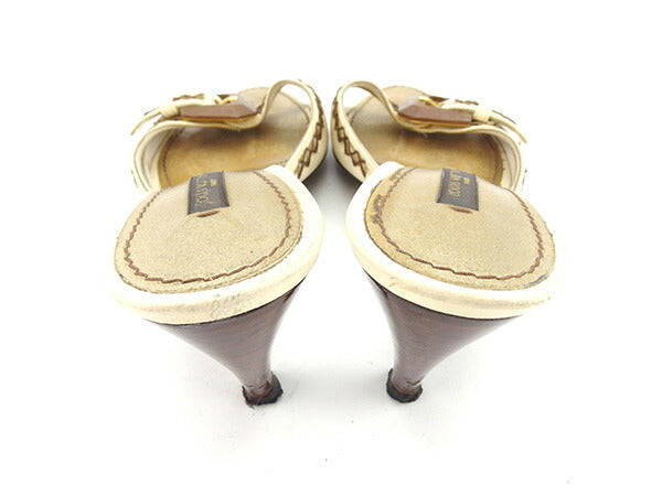 Louis Vuitton Mule x 35 Brown Beige Gold Shoes