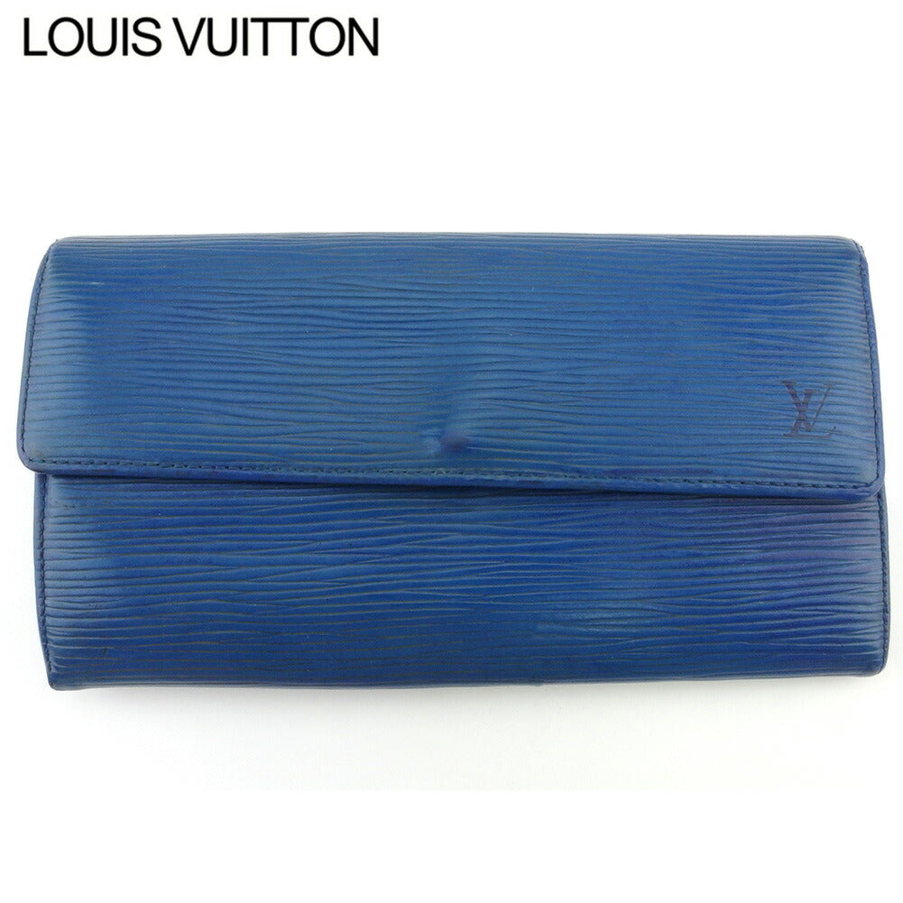 Louis Vuitton Long Purse M63575 Pochette Porto Blue Gold Wallet Case T18179