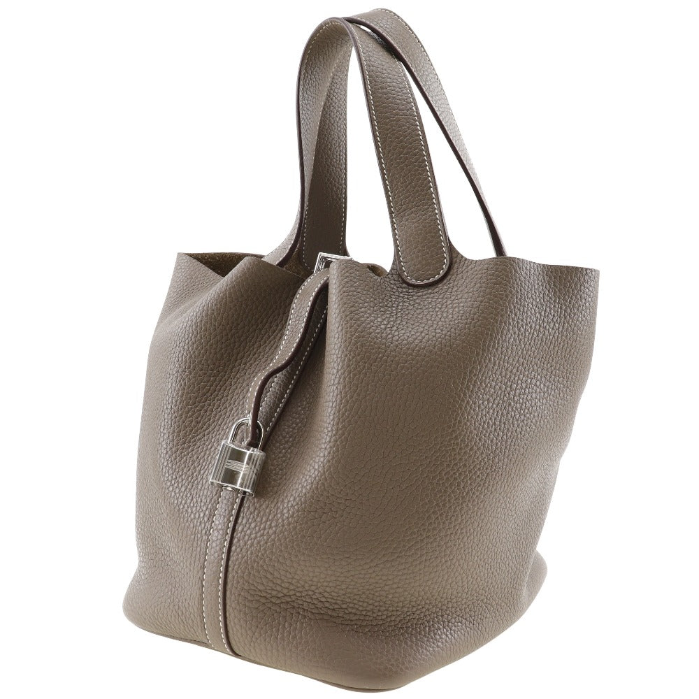 Taurillon Clemence Silvermetal Pico Lock Mm Women Tan Travel Bag