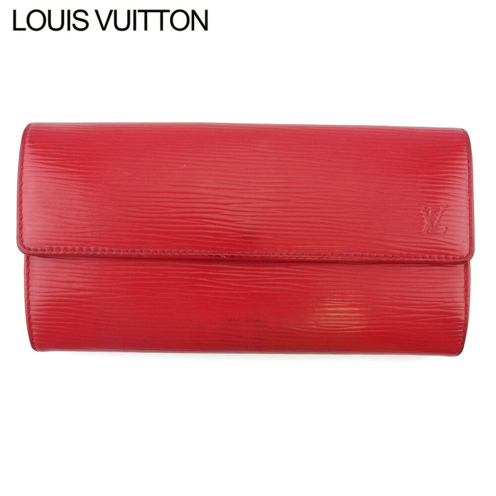 Louis Vuitton Long Purse Portefeuille Sarah Red Silver Wallet Case