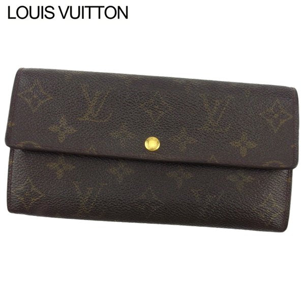 Louis Vuitton Long Purse M61725 Pochette Porto Brown Beige Gold Wallet Case T19245