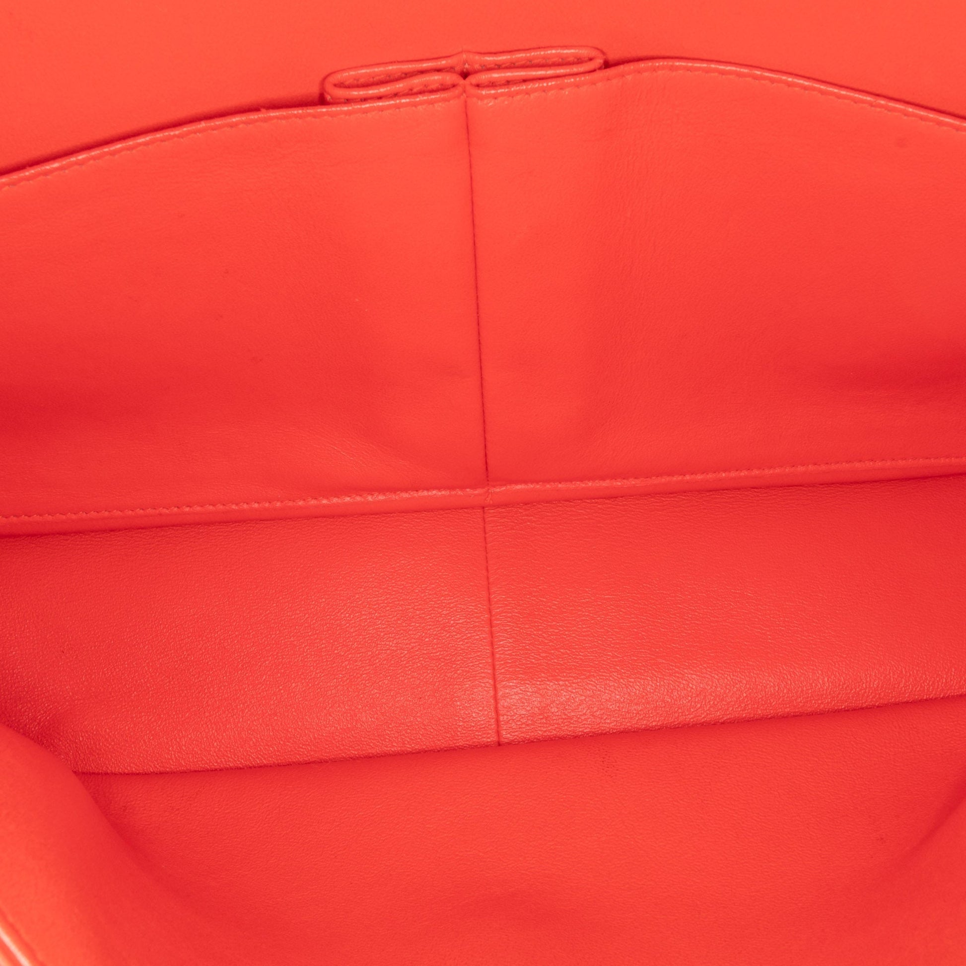 Orange Chanel Jumbo Classic Patent Stiped Double Flap Shoulder Bag