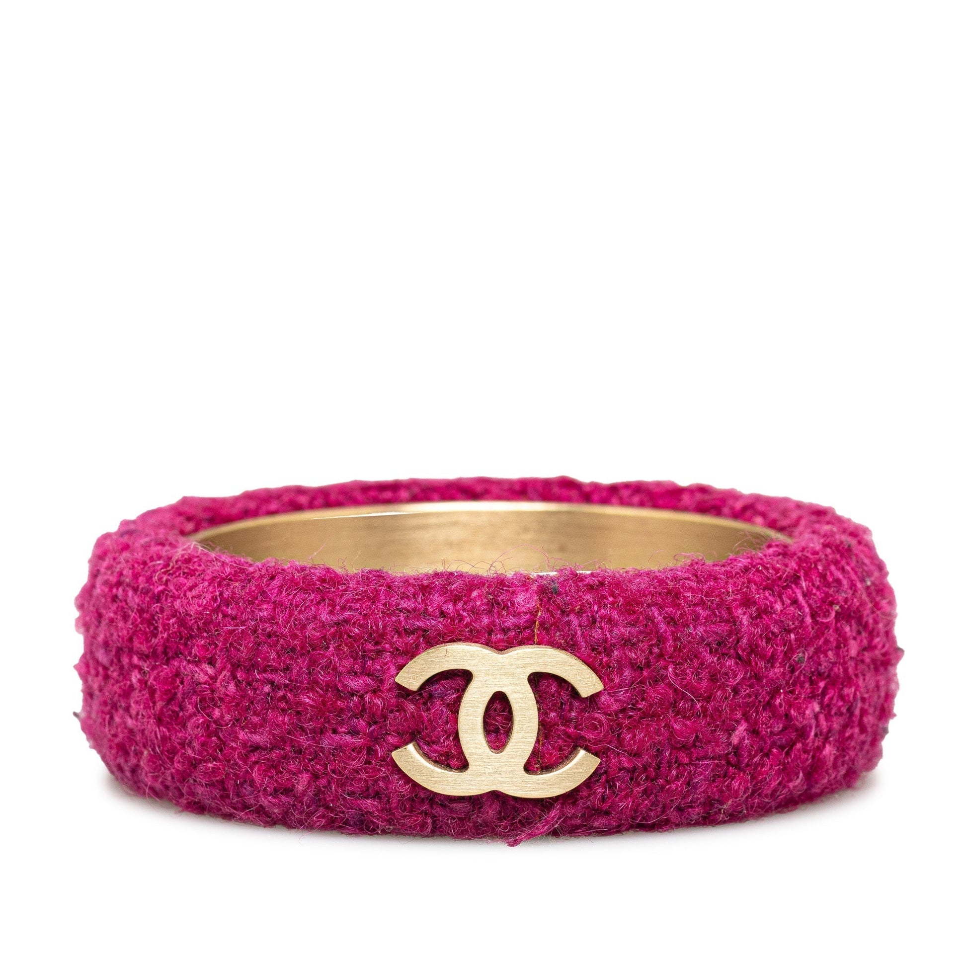 CHANEL CC Tweed Bangle Costume Bracelet
