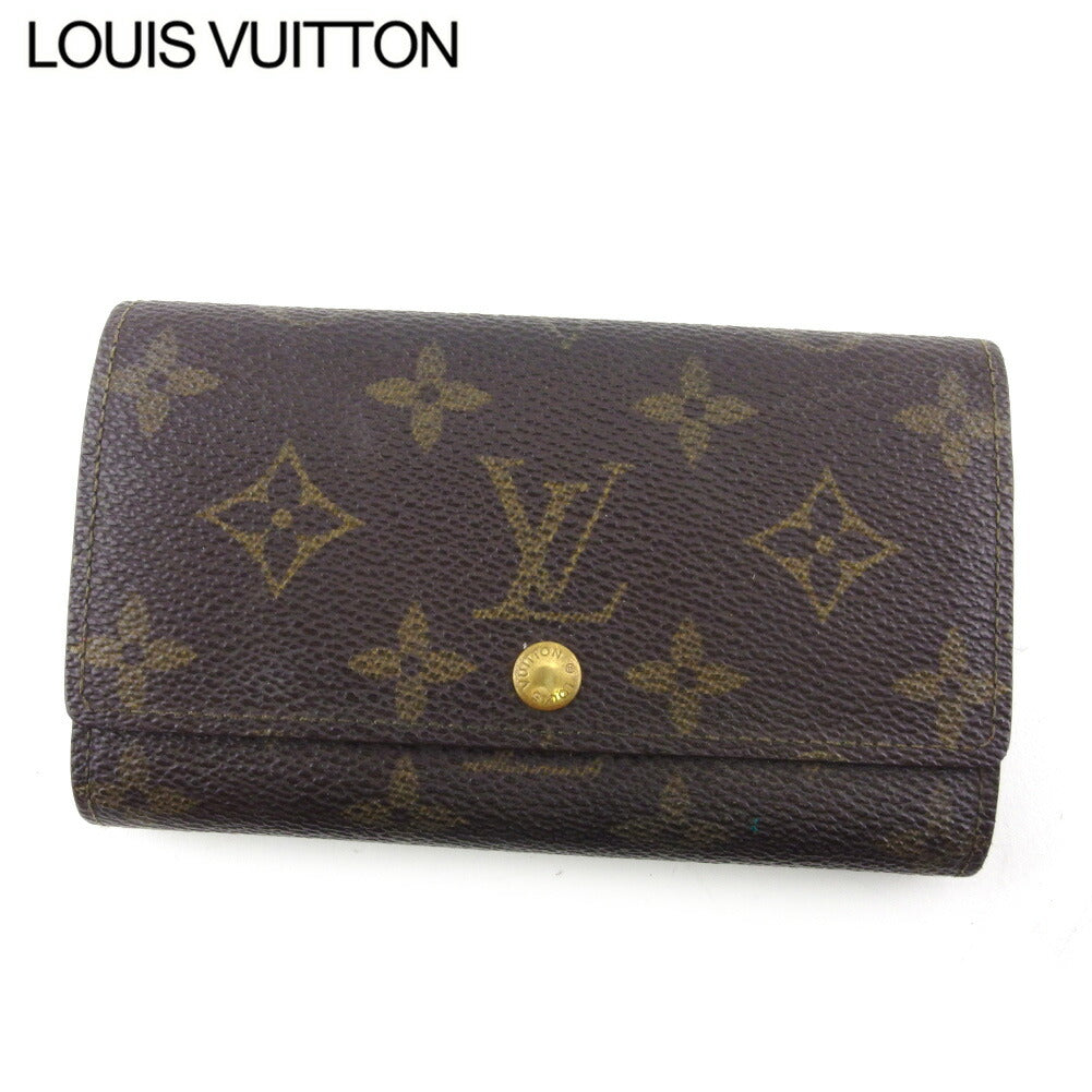 Louis Vuitton Bifold M61735 Porto Monezup Brown Beige Gold Wallet Case