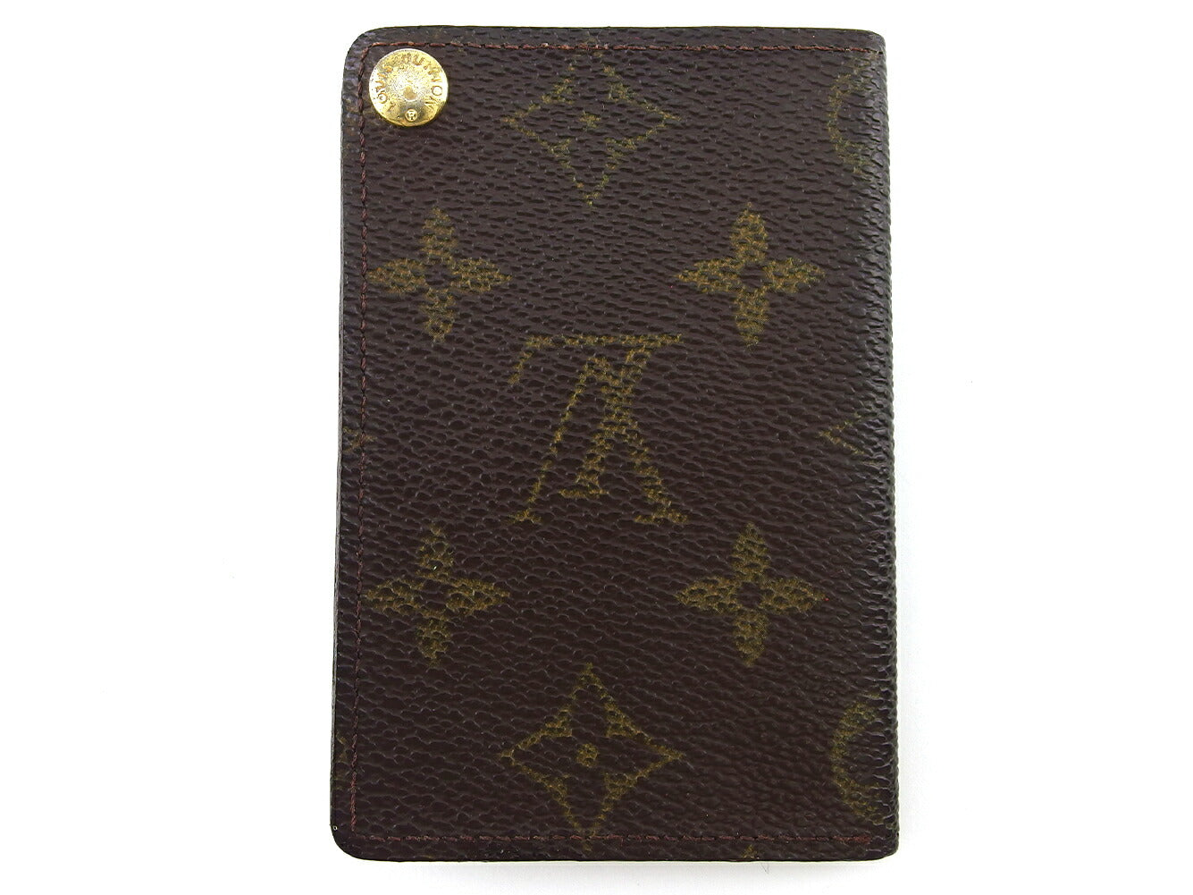 Louis Vuitton M60937 Porto Cartes Crdit Pression Brown Beige Gold Wallet Case