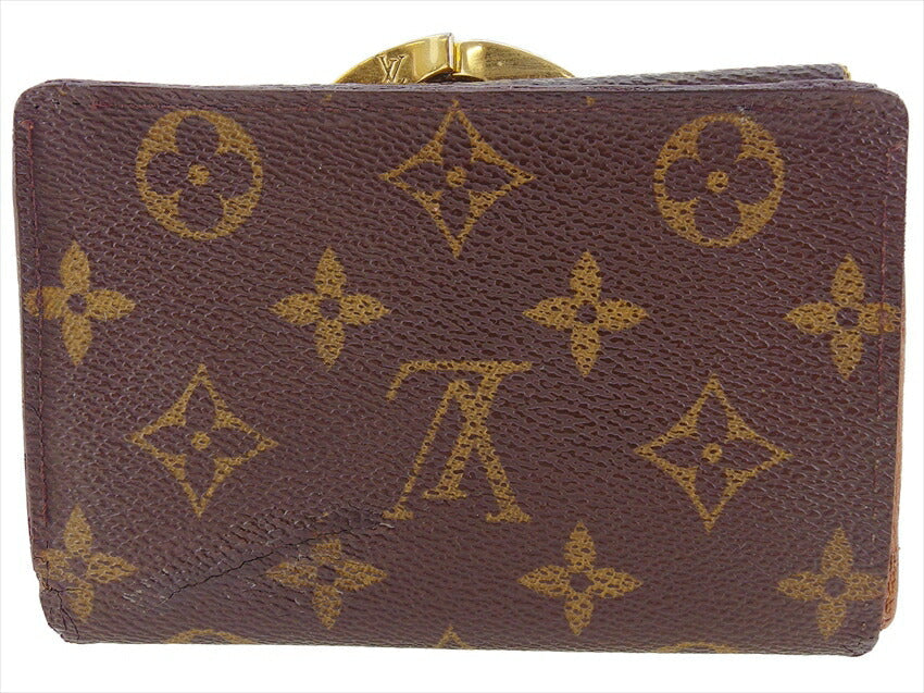 Louis Vuitton Bifold M61663 Portonevie Vienova Brown Beige Gold Wallet Case T20505