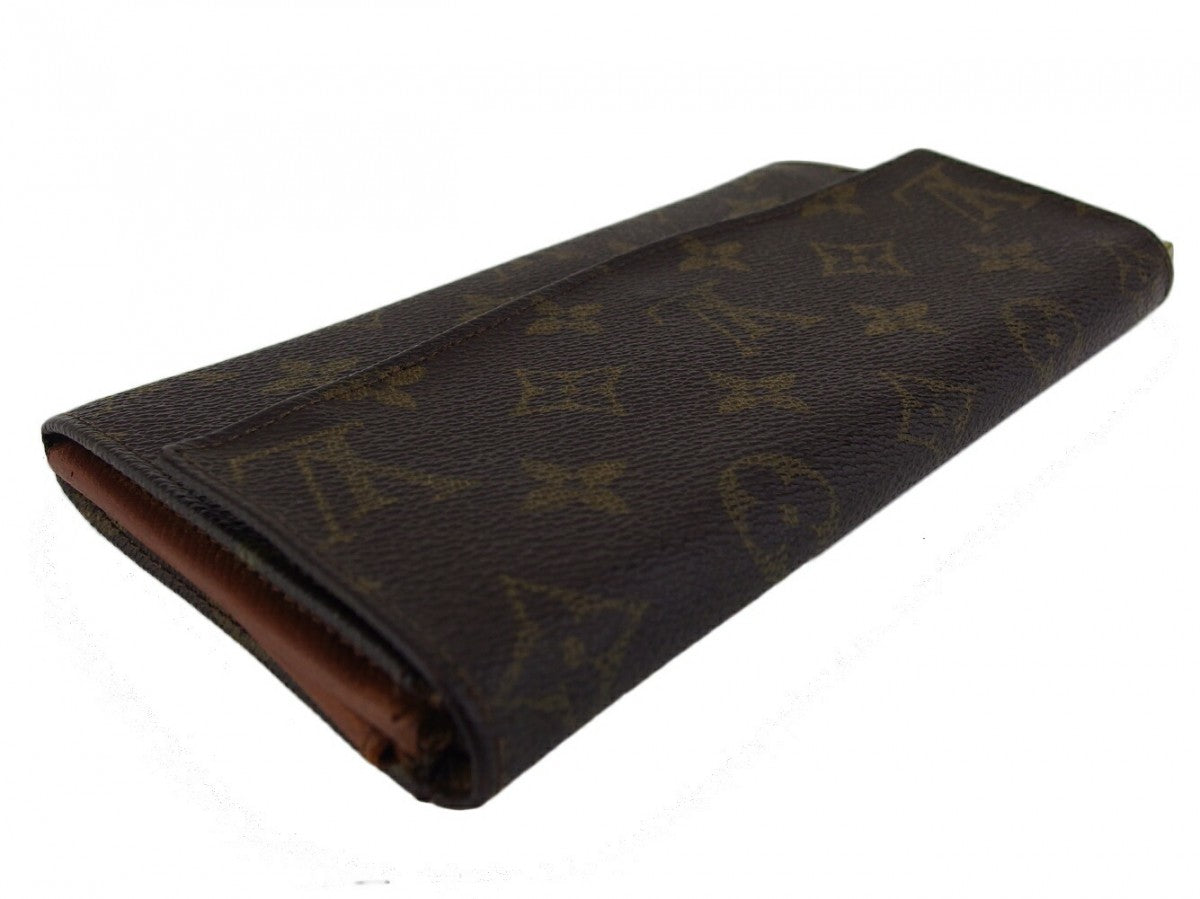 Louis Vuitton Long Purse No.212 Brown Beige Gold Wallet Case