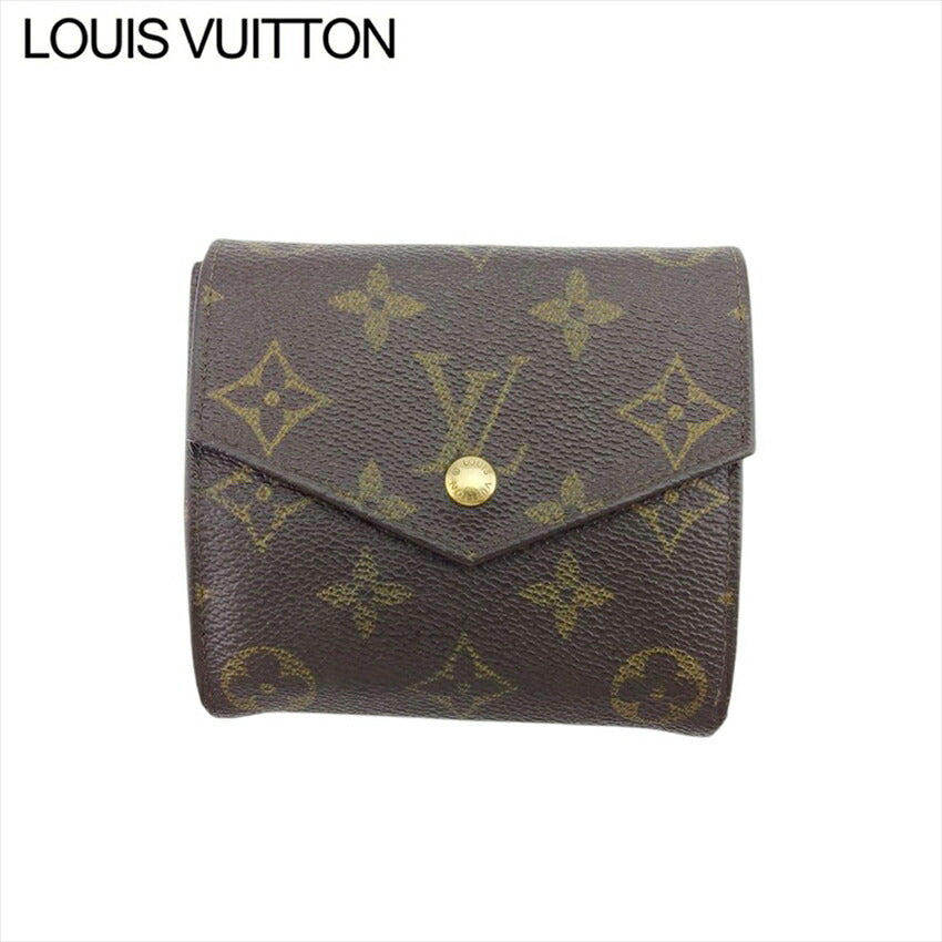 Louis Vuitton Bifold M61660 Portonebier Brown Beige Gold Wallet Case