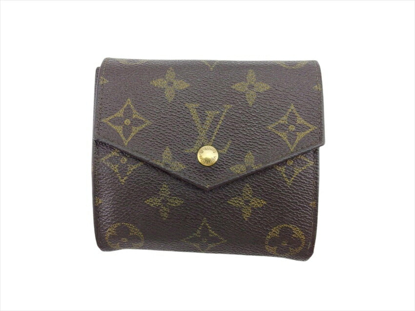 Louis Vuitton Bifold M61660 Portonebier Brown Beige Gold Wallet Case