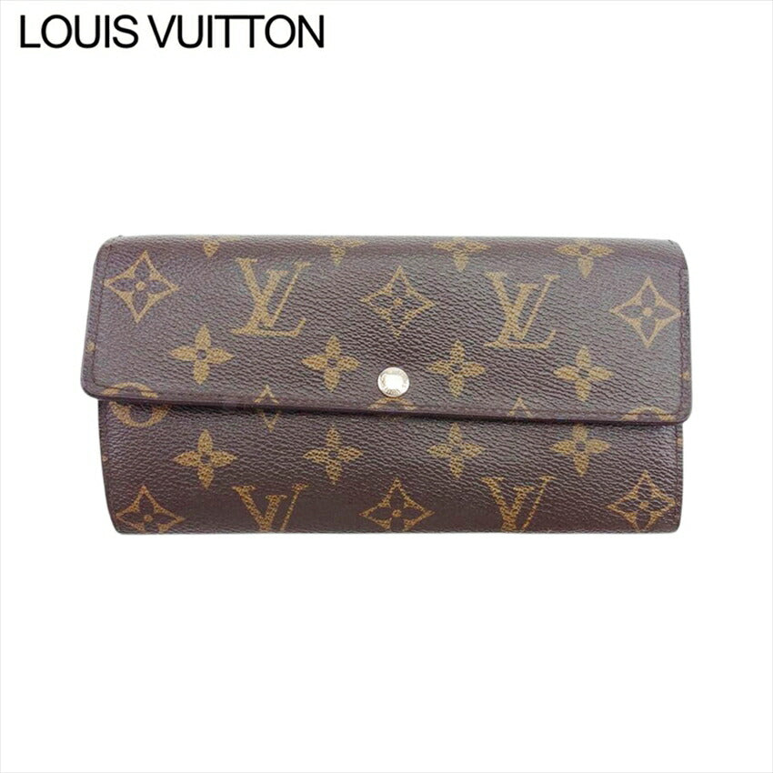 Louis Vuitton Long Purse M61734 Portefeuille Sarah Brown Beige Gold Wallet Case