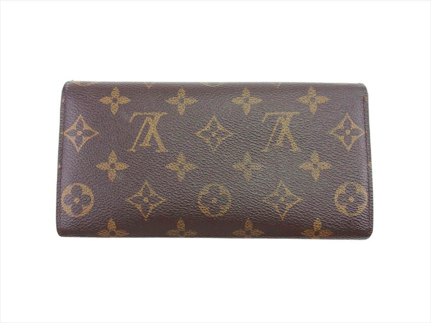 Louis Vuitton Long Purse M61734 Portefeuille Sarah Brown Beige Gold Wallet Case