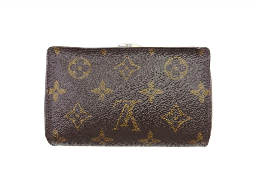 Louis Vuitton Bifold M61663 Portonevie Vienova Brown Beige Gold Wallet Case