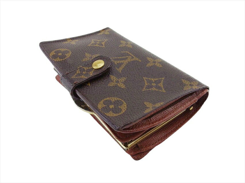 Louis Vuitton Bifold M61663 Portonevie Vienova Brown Beige Gold Wallet Case