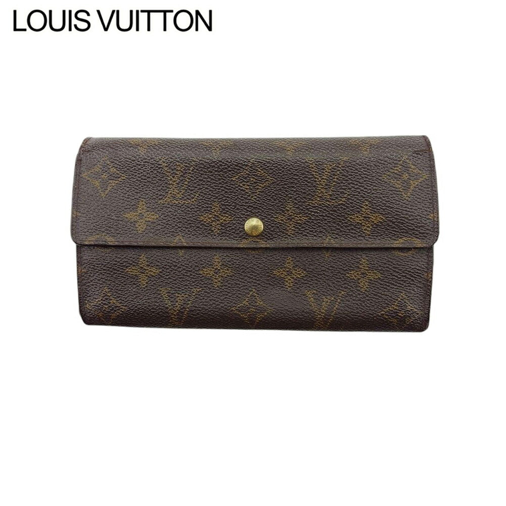 Louis Vuitton Long Purse M61725 Pochette Portonecredi Brown Beige Gold Wallet Case