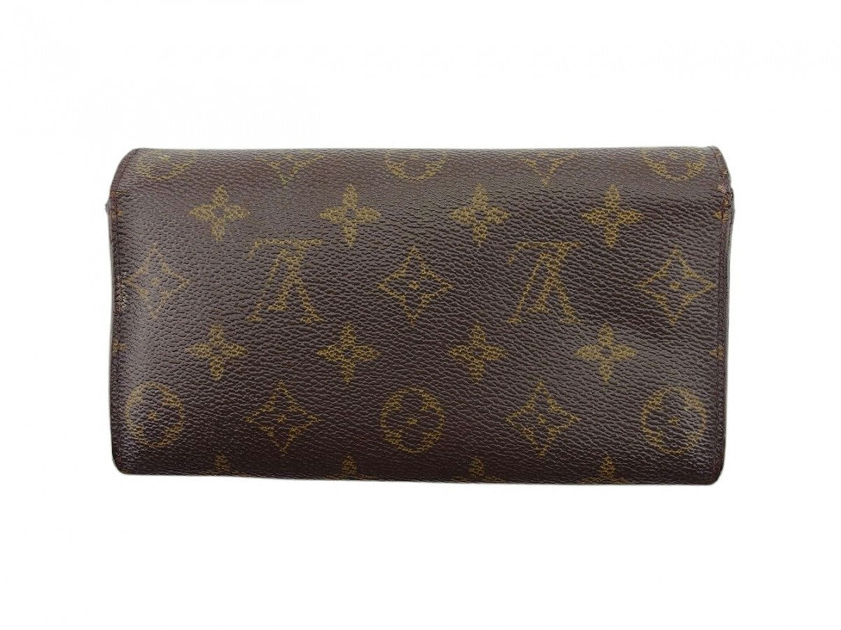 Louis Vuitton Long Purse M61725 Pochette Portonecredi Brown Beige Gold Wallet Case