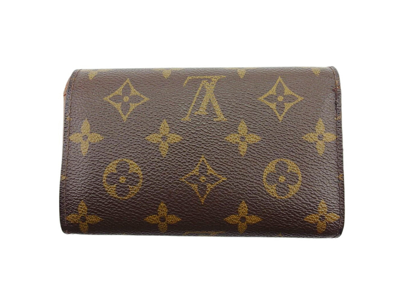 Louis Vuitton Long Purse M61736 Portefeuille Tresor Brown Beige Gold Wallet Case