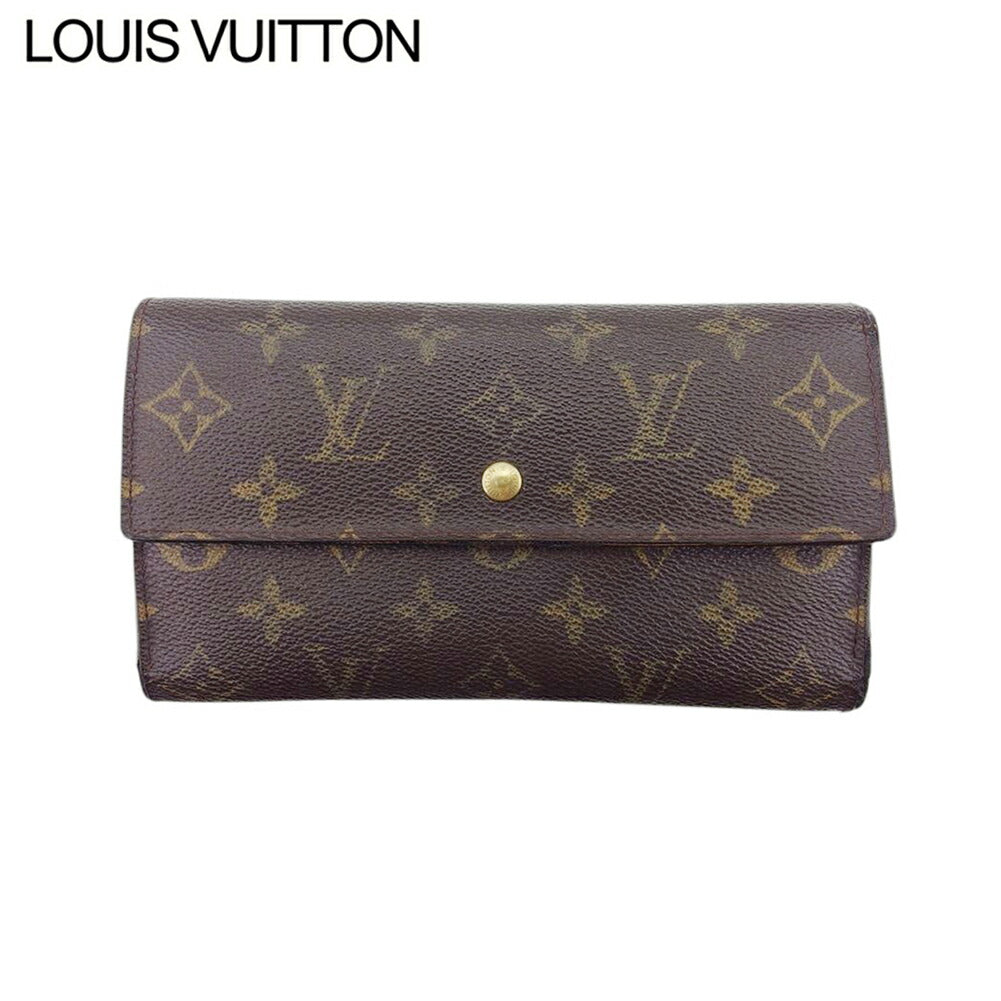 Louis Vuitton Long Purse M61215 Porte Tresor Brown Beige Gold Wallet Case