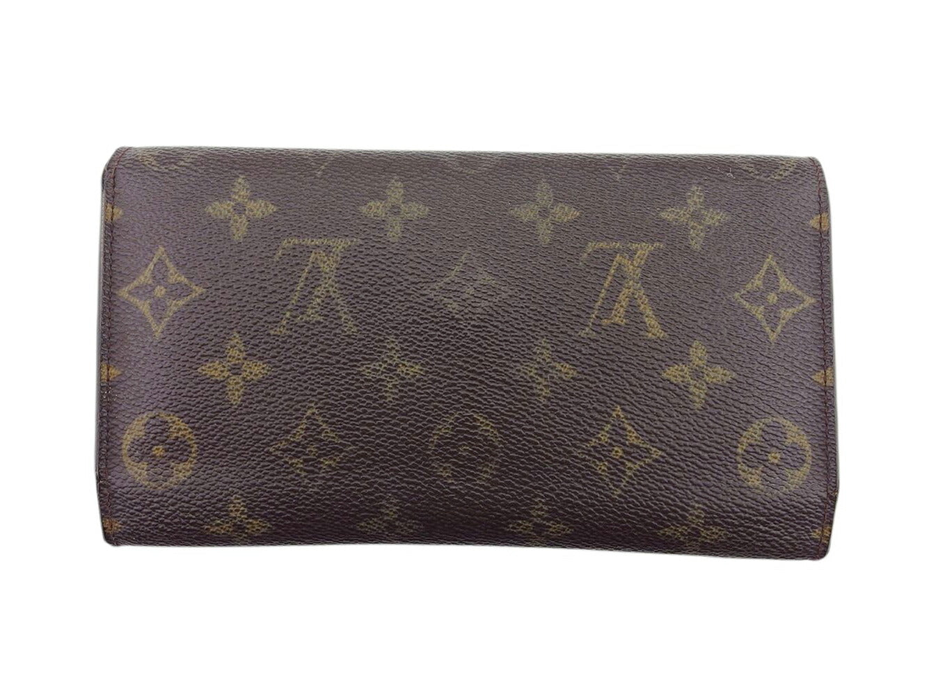 Louis Vuitton Long Purse M61215 Porte Tresor Brown Beige Gold Wallet Case