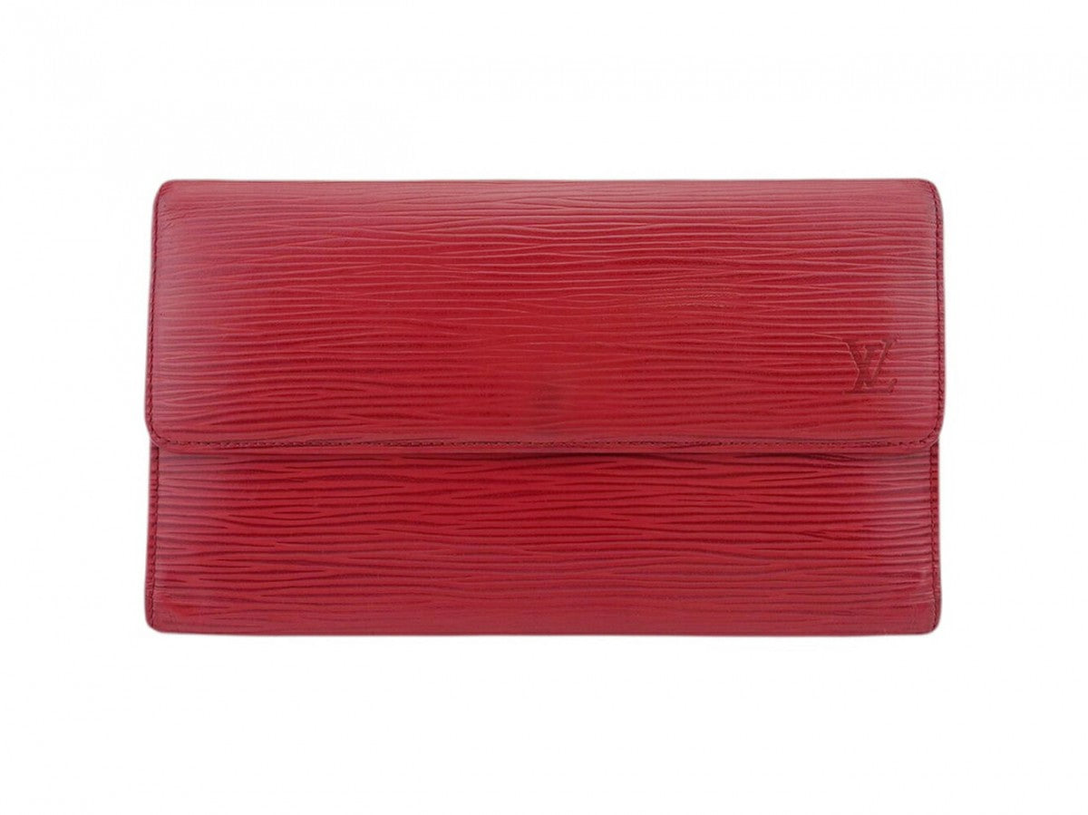 Louis Vuitton Long Purse M63387 Porte Tresor Red Wallet Case