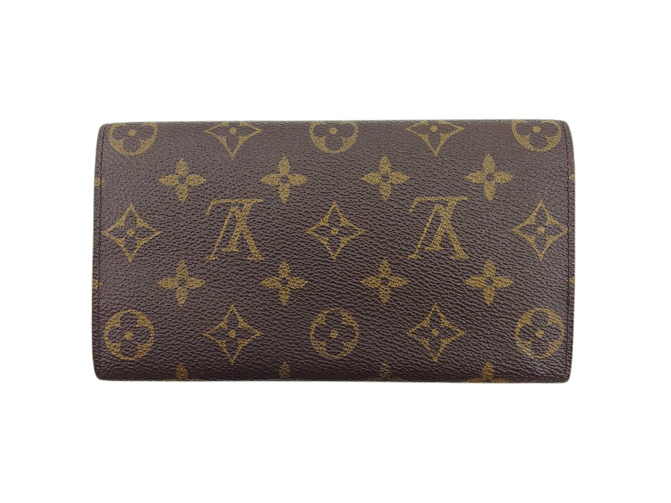 Louis Vuitton Long Purse M61725 Pochette Porto Brown Beige Gold Wallet Case