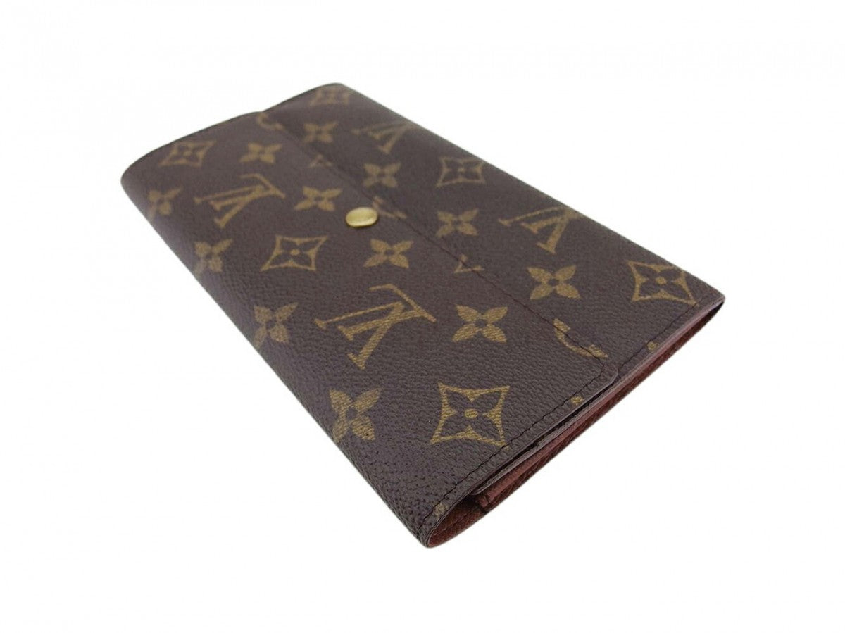Louis Vuitton Long Purse M61725 Pochette Porto Brown Beige Gold Wallet Case
