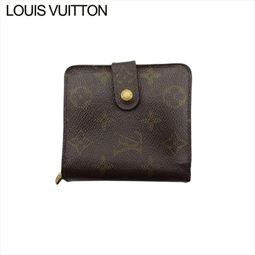 Louis Vuitton Bifold M61667 Compact zip Brown Beige Gold Wallet Case