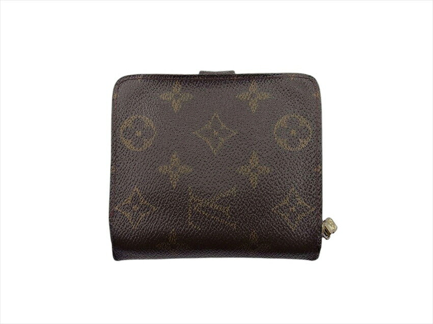 Louis Vuitton Bifold M61667 Compact zip Brown Beige Gold Wallet Case