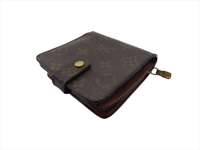 Louis Vuitton Bifold M61667 Compact zip Brown Beige Gold Wallet Case