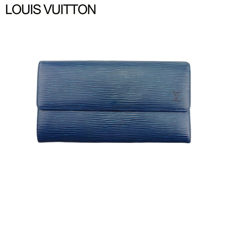 Louis Vuitton Long Purse M63565 Pochette Porto Blue Wallet Case