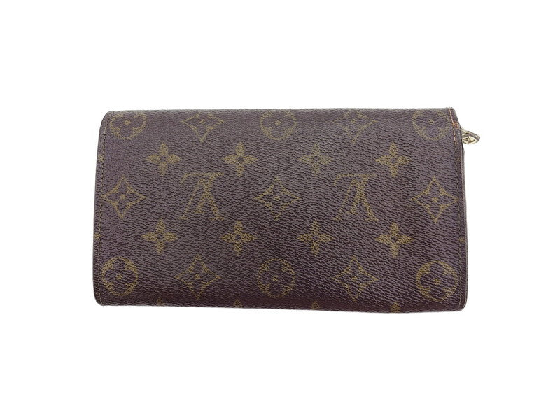 Louis Vuitton Long Purse M61724 Pochette Porto Brown Beige Gold Wallet Case