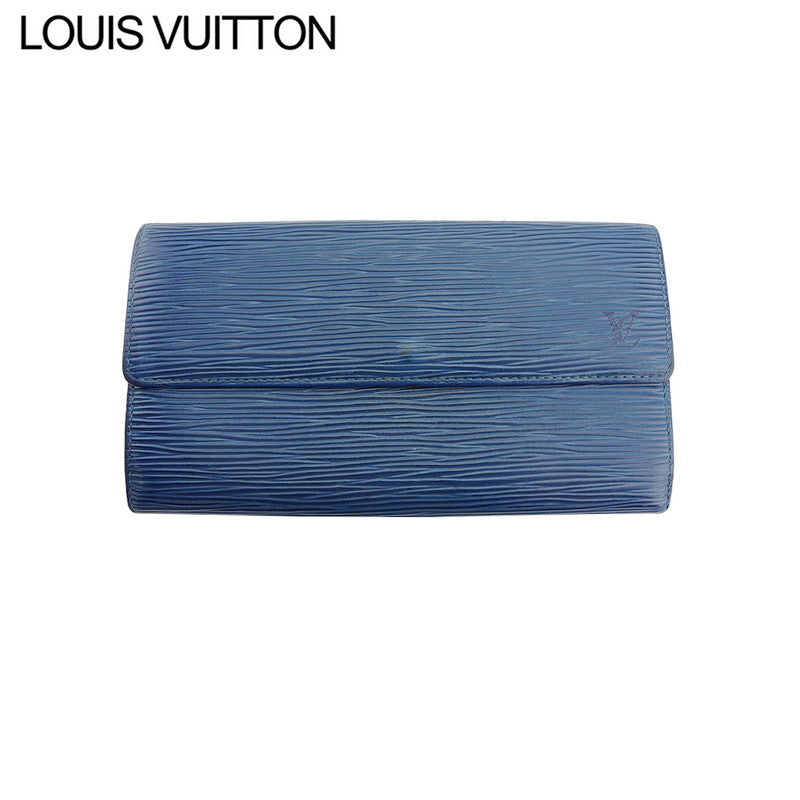 Louis Vuitton Long Purse M63575 Pochette Porto Blue Gold Wallet Case