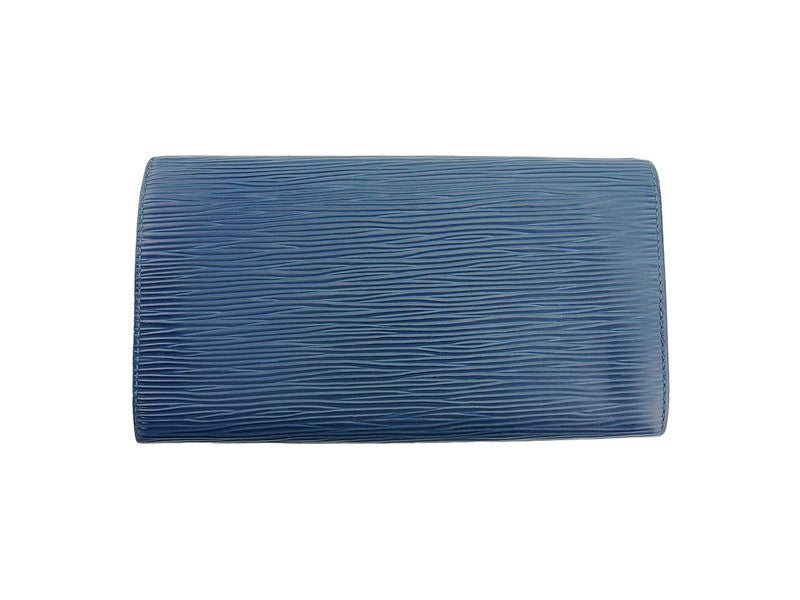 Louis Vuitton Long Purse M63575 Pochette Porto Blue Gold Wallet Case