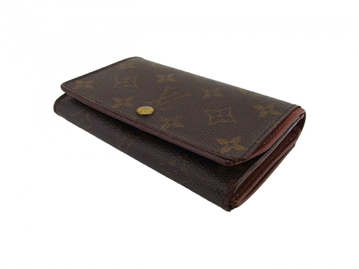 Louis Vuitton Long Purse M61730 Portonebi Tresol Brown Beige Gold Wallet Case