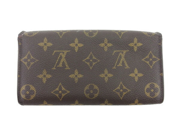 Louis Vuitton Long Purse Portomoné Credit Brown Beige Gold Wallet Case