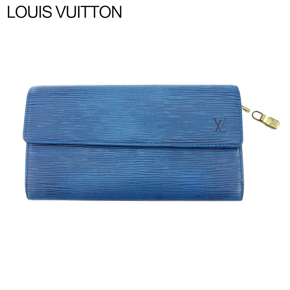 Louis Vuitton Long Purse M63575 Pochette Porto Blue Wallet Case